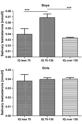 Hoog- en zwakbegaafde jongens maken weinig testosteron aan