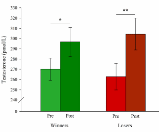 Verliezen van onbelangrijke wedstrijden verhoogt testosteronspiegel