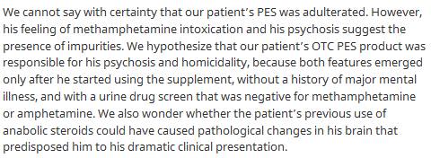 Amerikaanse psychiaters hebben in het vakblad Pharmacy and Therapeutics een geval beschrijven van een bodybuilder die psychotische moordneigingen ontwikkelde door het slikken van een supplement met L-Dopa en een extract van Dendrobium. Ze moesten de man met antipsychotica behandelen om hem weer met beide benen op de grond te krijgen.
