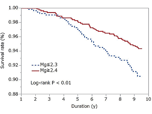 Mannen die ervoor zorgen dat hun magnesiumspiegel ergens boven het gemiddelde zit, halveren kans op overlijden. Dat suggereert een Japans epidemiologisch onderzoek.