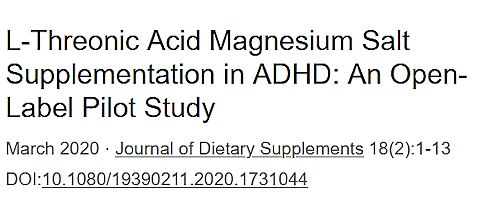 Dagelijkse suppletie met de threonaatvorm van magnesium kan de ernst van een matig-ernstige vorm van ADHD reduceren tot een niveau waarbij de symptomen hanteerbaar worden. Dat suggereert een kleine pilot-studie uit de koker van de bedenkers van dit supplement.
