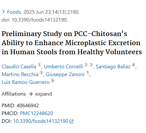 Chitosan blokkeert opname microplastics uit voeding | Humaan onderzoek