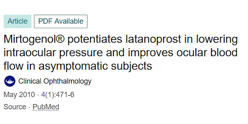 Drastische afname oogdruk door combinatie Mirtogenol en latanoprost