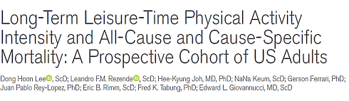 Gezamenlijk verlengen intensieve beweging en matig-intensieve beweging de levensduur