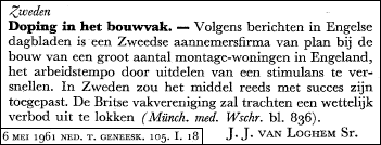 1961: Doping in de bouw wordt een probleem
