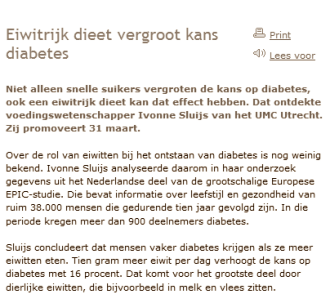 Meer kans op diabetes door meer eiwit?