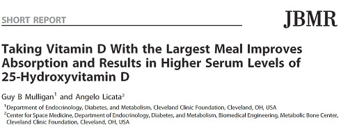 Je haalt waarschijnlijk het meeste uit je supplementen met vitamine D als je die inneemt tijdens de grootste maaltijd van de dag. Tot die conclusie komen endocrinologen van de Cleveland Clinic Foundation in een kleine studie waaraan 17 proefpersonen meewerkten.